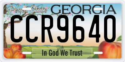 GA license plate CCR9640