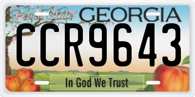GA license plate CCR9643