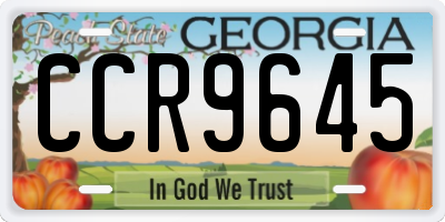 GA license plate CCR9645
