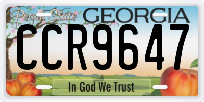 GA license plate CCR9647