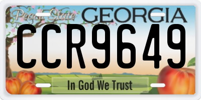 GA license plate CCR9649