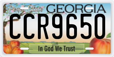 GA license plate CCR9650