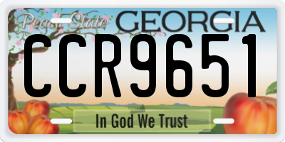 GA license plate CCR9651