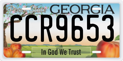 GA license plate CCR9653