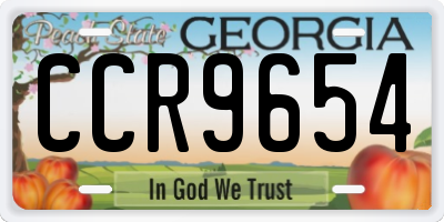 GA license plate CCR9654