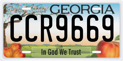 GA license plate CCR9669