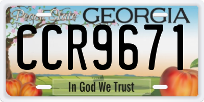 GA license plate CCR9671
