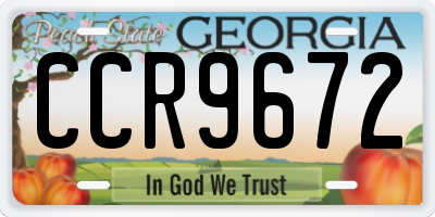 GA license plate CCR9672