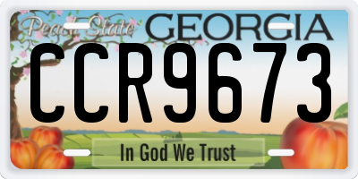 GA license plate CCR9673