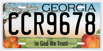 GA license plate CCR9678