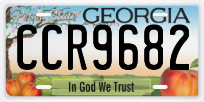 GA license plate CCR9682