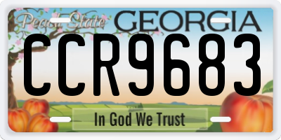 GA license plate CCR9683
