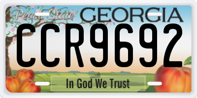 GA license plate CCR9692