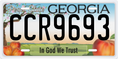 GA license plate CCR9693