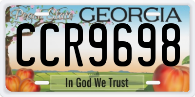GA license plate CCR9698