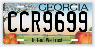 GA license plate CCR9699
