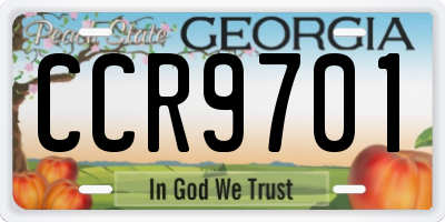 GA license plate CCR9701