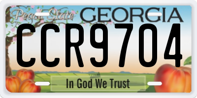 GA license plate CCR9704