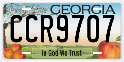 GA license plate CCR9707