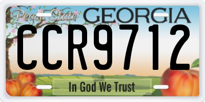 GA license plate CCR9712