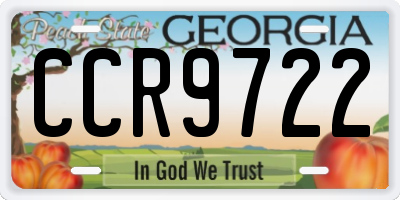 GA license plate CCR9722