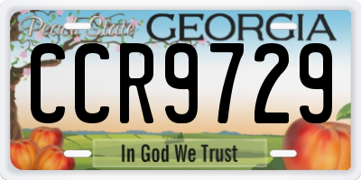 GA license plate CCR9729
