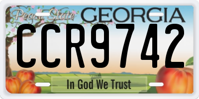 GA license plate CCR9742