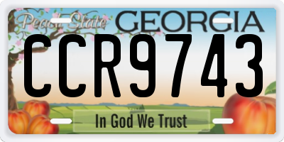 GA license plate CCR9743
