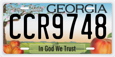 GA license plate CCR9748