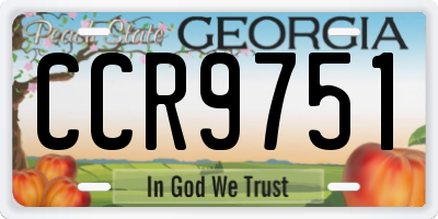 GA license plate CCR9751