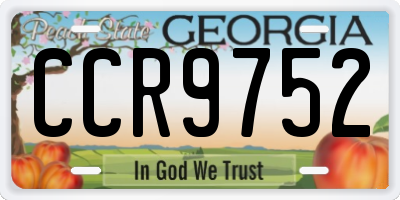 GA license plate CCR9752