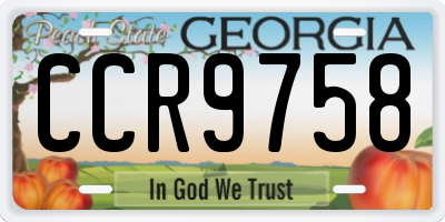 GA license plate CCR9758