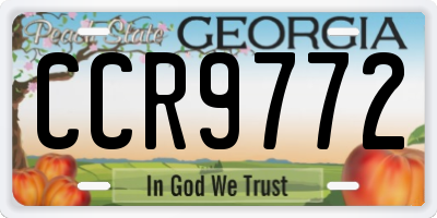 GA license plate CCR9772