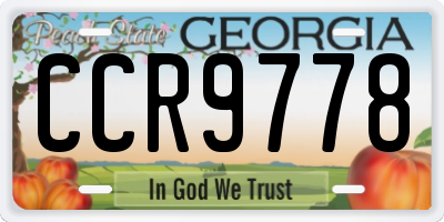 GA license plate CCR9778