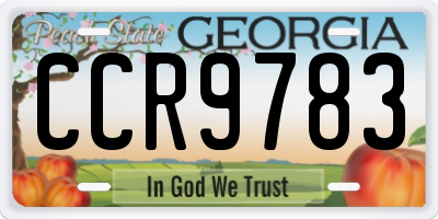 GA license plate CCR9783