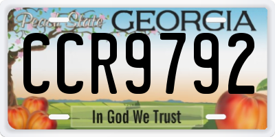 GA license plate CCR9792