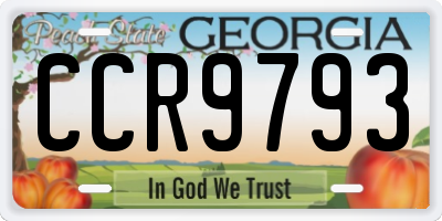 GA license plate CCR9793