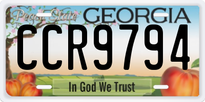 GA license plate CCR9794