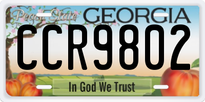 GA license plate CCR9802