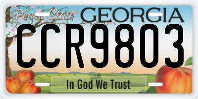 GA license plate CCR9803