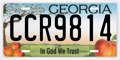 GA license plate CCR9814