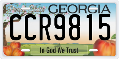 GA license plate CCR9815