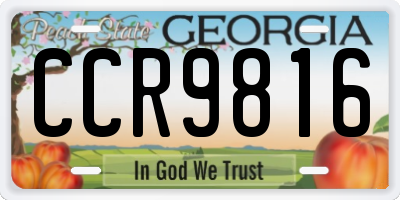 GA license plate CCR9816