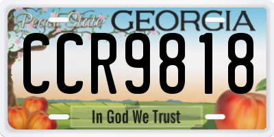 GA license plate CCR9818