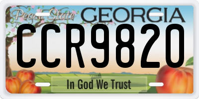 GA license plate CCR9820