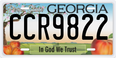 GA license plate CCR9822
