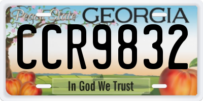 GA license plate CCR9832