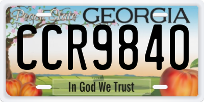 GA license plate CCR9840