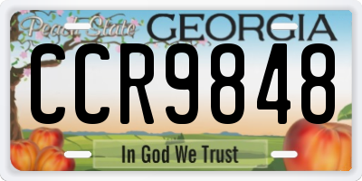 GA license plate CCR9848