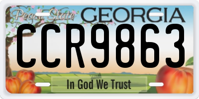 GA license plate CCR9863